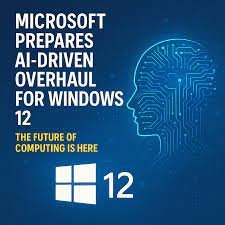 Windows 12 AI Features with Copilot+ interface on a laptop screen, showing Recall and CoCreator tools.